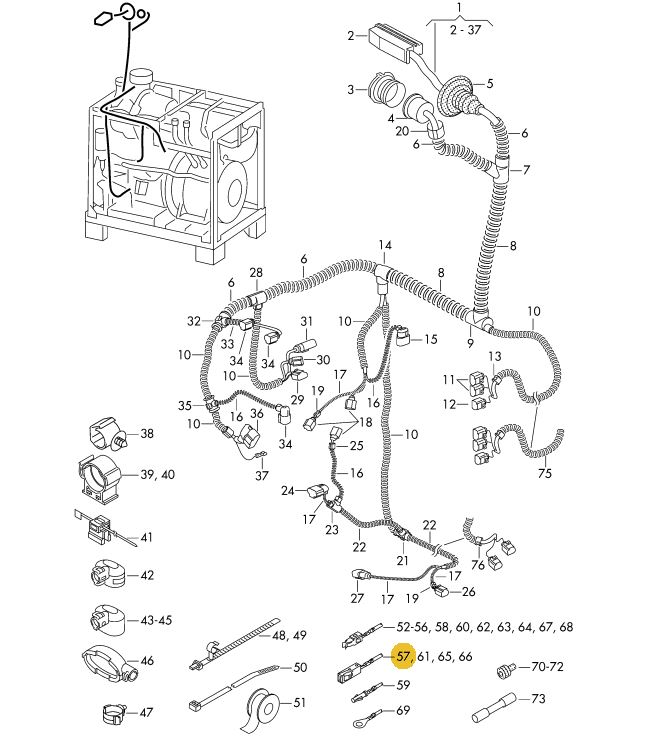 Podgląd obrazka: Zestaw przewodów pojedyńczych każdy z 2 (nr katalogowy: 000979025EA)