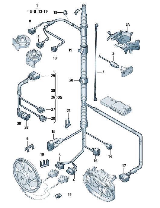 Podgląd obrazka: Zestaw przewodów pojedyńczych każdy z 2 (nr katalogowy: 000979131EA)