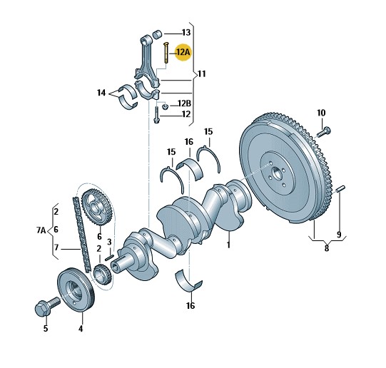 Podgląd obrazka: Śruba stopy korbowodu (nr katalogowy: 030105425E)