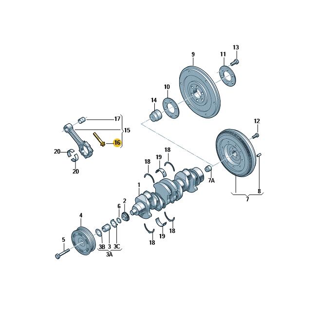 Podgląd obrazka: Śruba stopy korbowodu (nr katalogowy: 030105425N)