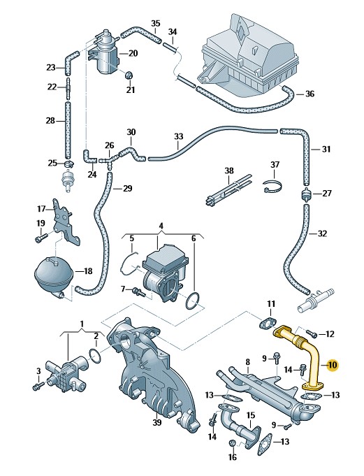 Podgląd obrazka: Rurka łącząca (nr katalogowy: 038131521CB)