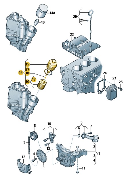 Podgląd obrazka: Filtr oleju (nr katalogowy: 03C115403F)