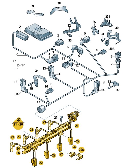 Podgląd obrazka: Adapter-przewód elektryczny (nr katalogowy: 03G971033L)