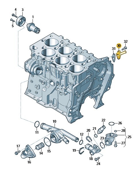 Podgląd obrazka: Króciec przewodu wodnego (nr katalogowy: 03H121145A)