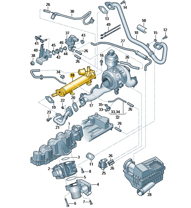 Podgląd obrazka: Chłodnica układu recyrkulacji spalin z k (nr katalogowy: 03L131512B)