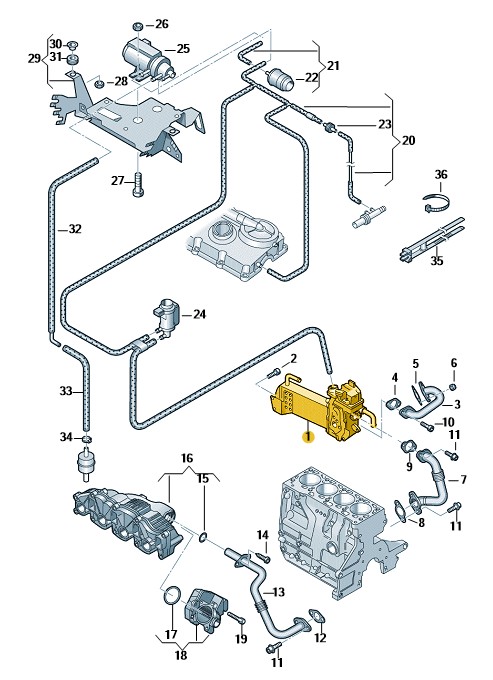 Podgląd obrazka: Chłodnica układu recyrkulacji spalin (nr katalogowy: 03L131512DS)