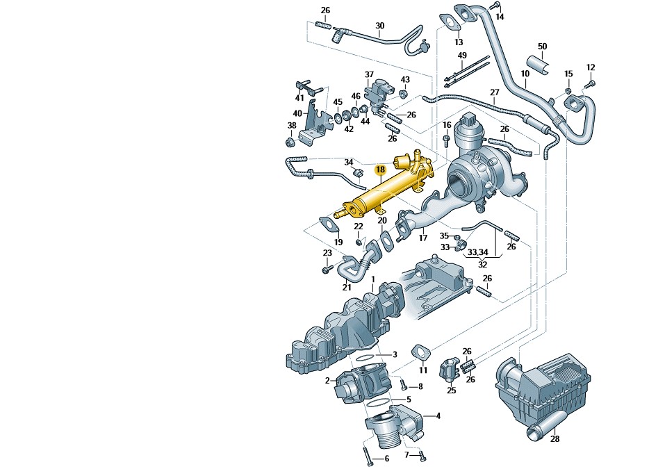Podgląd obrazka: Chłodnica układu recyrkulacji spalin (nr katalogowy: 03L131512DT)
