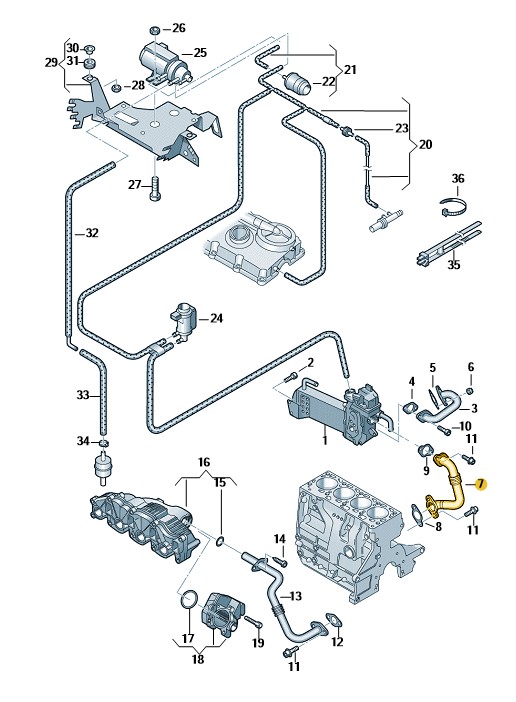 Podgląd obrazka: Rurka łącząca (nr katalogowy: 03L131521D)