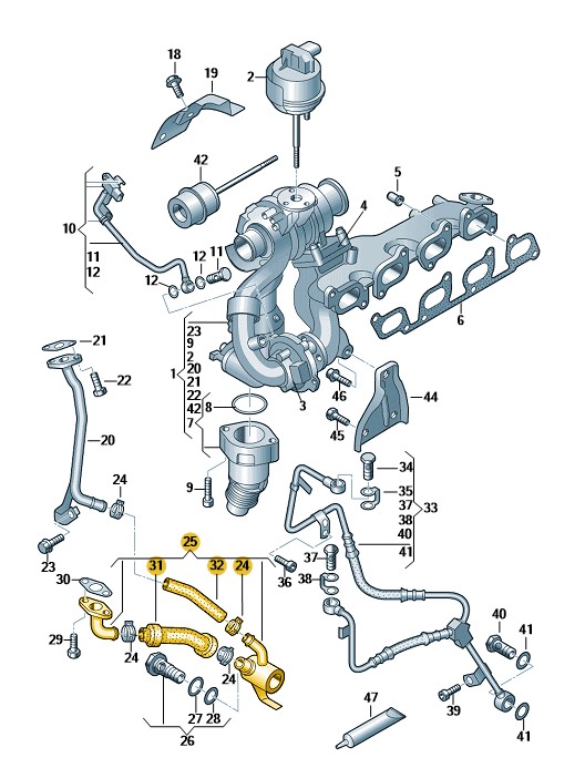Podgląd obrazka: Przewód powrotny oleju (nr katalogowy: 03L145735F)
