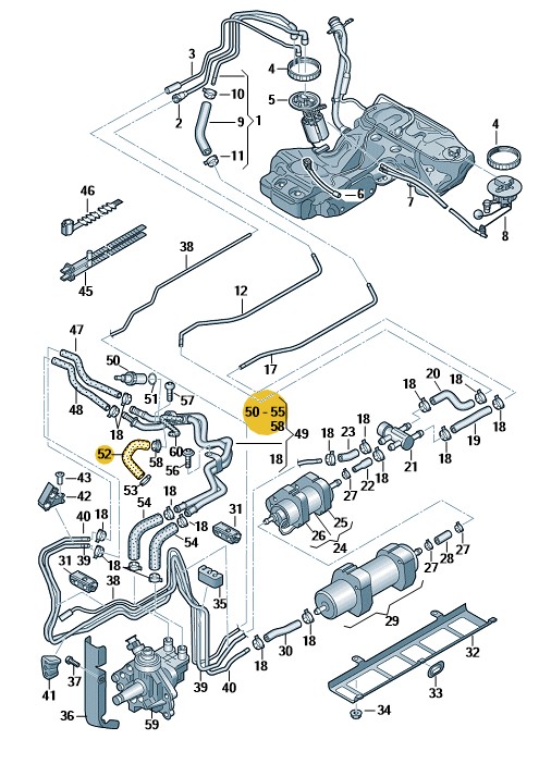 Podgląd obrazka: Wąż paliwowy z tłumikiem odgłosów (nr katalogowy: 03L201384A)