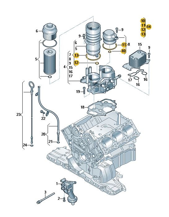 Podgląd obrazka: Zestaw uszczelek do zbiornika oleju i od (nr katalogowy: 057198405B)