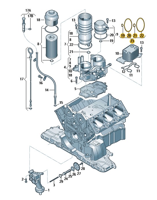 Podgląd obrazka: Zestaw uszczelek do zbiornika oleju i od (nr katalogowy: 057198405C)