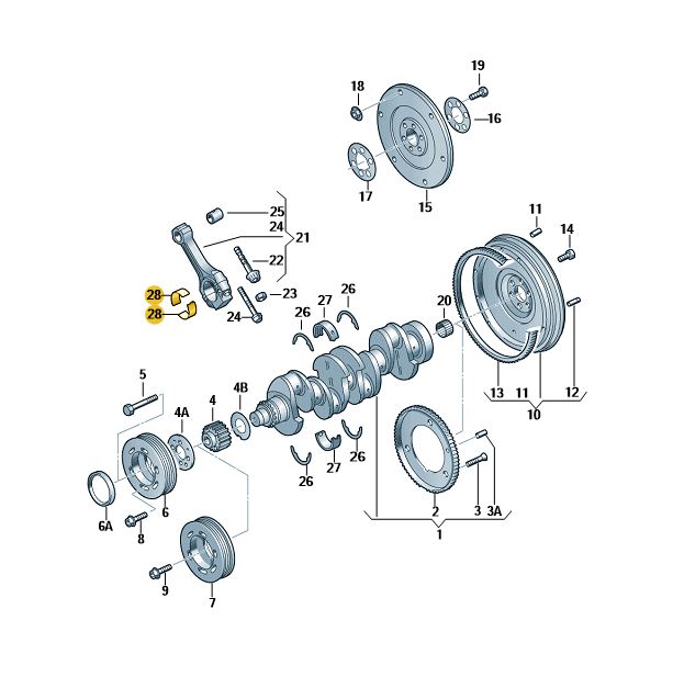 Podgląd obrazka: Panewka stopy korbowodu żółty (nr katalogowy: 06D105701AGLB)