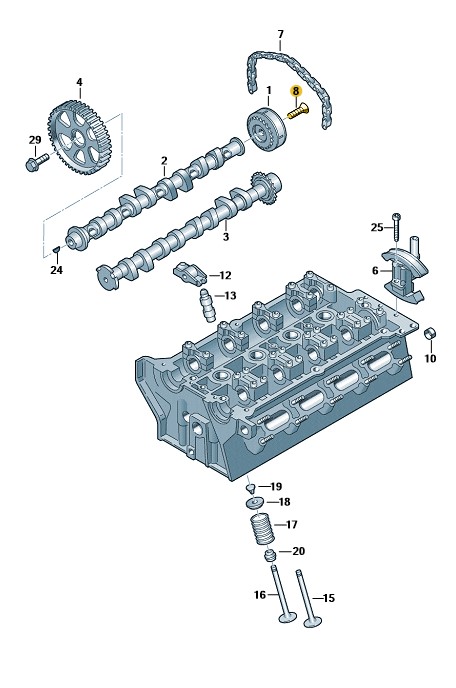 Podgląd obrazka: Śruba z łbem stożkowym i gniazdem wieloz (nr katalogowy: 06D109281D)
