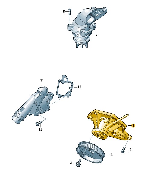 Podgląd obrazka: Pompa płynu chłodzące z przyłączem podci (nr katalogowy: 06E121018K)