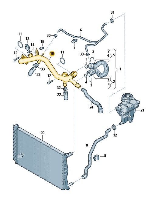Podgląd obrazka: Rura wodna (nr katalogowy: 06E121045R)