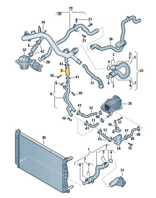 Podgląd obrazka: Wąż cieczy chłodzącej (nr katalogowy: 06E121058D)
