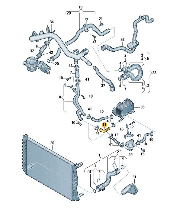 Podgląd obrazka: Wąż cieczy chłodzącej (nr katalogowy: 06E121082C)