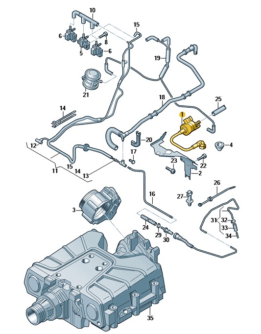 Podgląd obrazka: Rura łącz.z zaw.fil.z węg.akt. (nr katalogowy: 06E133781K)