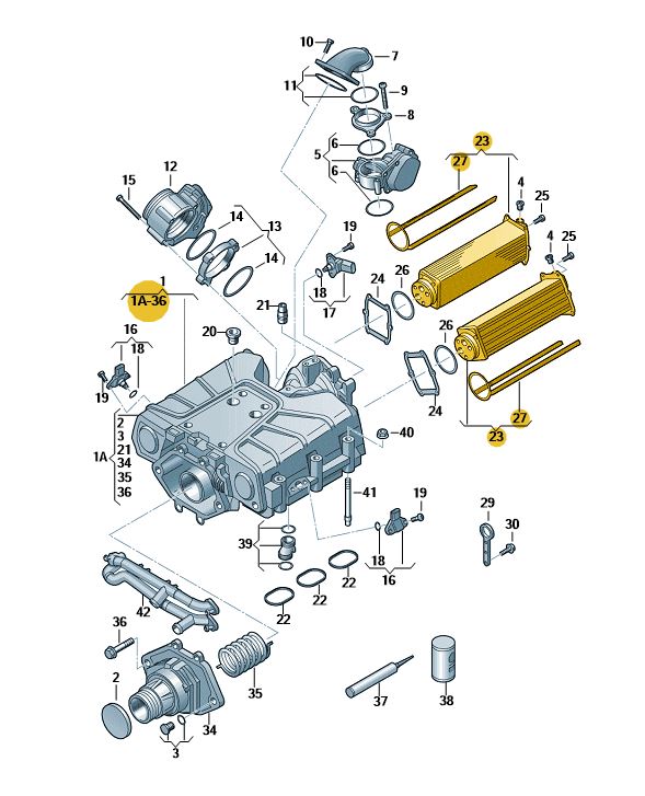 Podgląd obrazka: Chłodnica powietrza doładow. (nr katalogowy: 06E145621S)