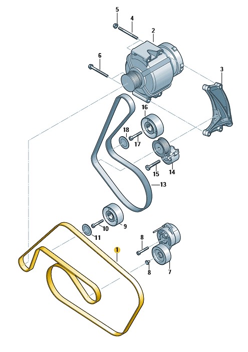 Podgląd obrazka: Pas wielorowkowy (nr katalogowy: 06E903137T)
