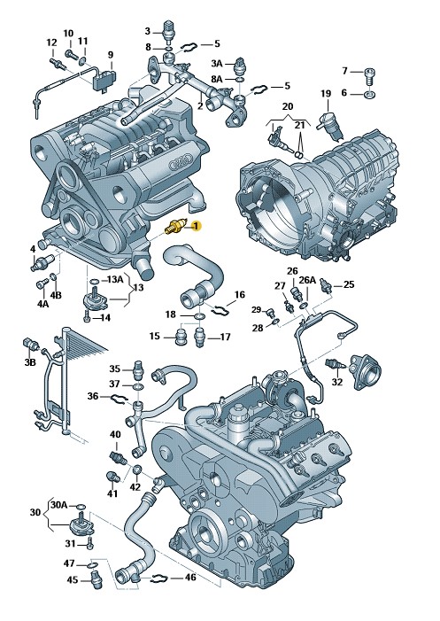 Podgląd obrazka: Czujnik ciśnienia oleju (nr katalogowy: 06E919081G)