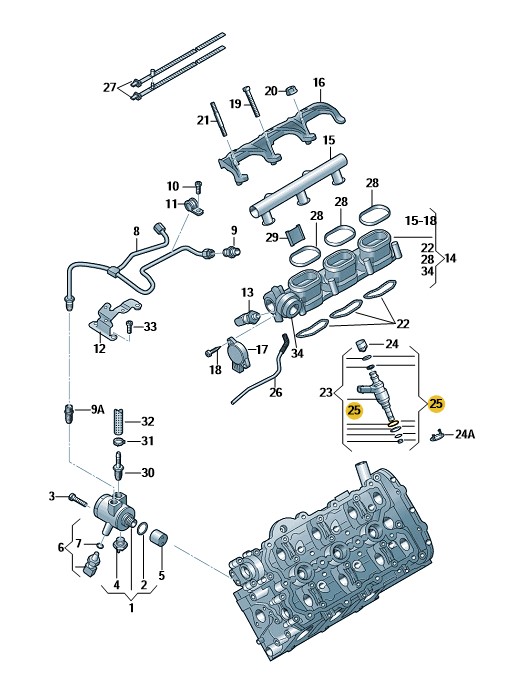 Podgląd obrazka: Zestaw naprawczy wkładów zaworków (nr katalogowy: 06E998907E)