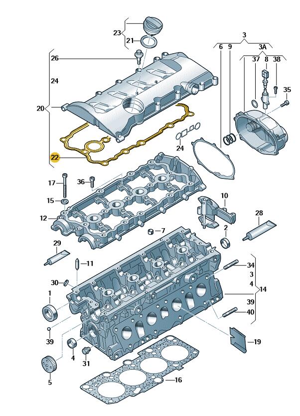 Podgląd obrazka: Uszczelka (nr katalogowy: 06F103483D)