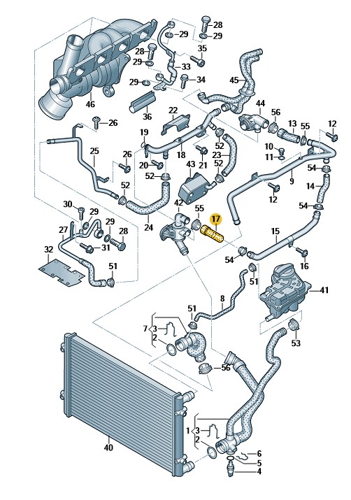 Podgląd obrazka: Wąż cieczy chłodzącej (nr katalogowy: 06F121057D)