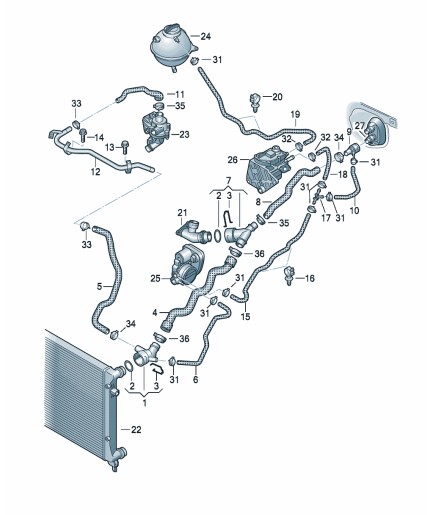 Podgląd obrazka: Wąż cieczy chłodzącej (nr katalogowy: 06F121063B)