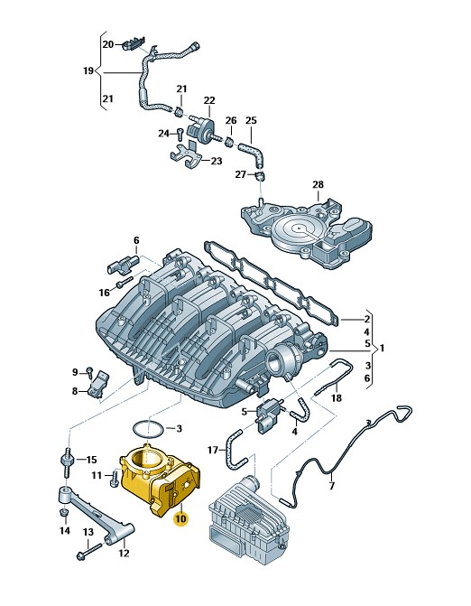 Podgląd obrazka: Korpus z przepustnicami (nr katalogowy: 06F133062AG)