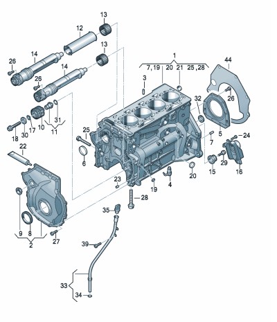 Podgląd obrazka: Wałek pośredni (nr katalogowy: 06H103559B)