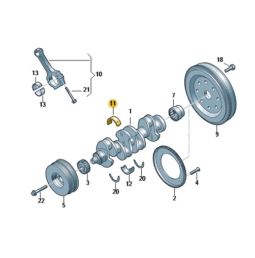 Podgląd obrazka: Panewka walu korbowego CZERWien (nr katalogowy: 06H105561KROT)