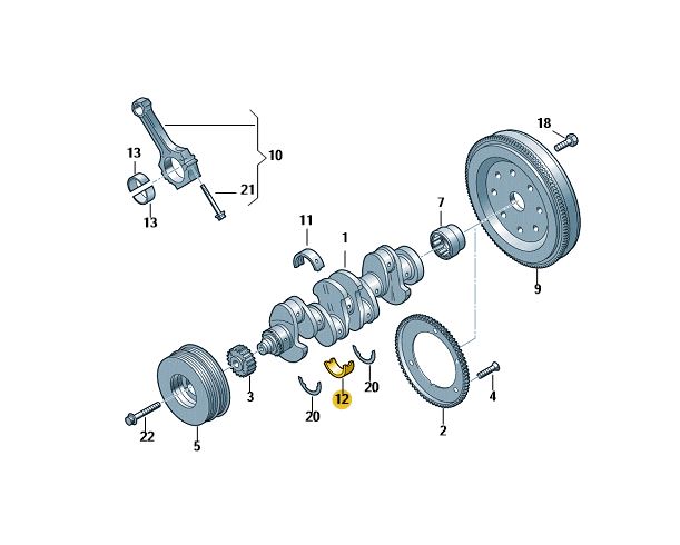 Podgląd obrazka: Panewka walu korbowego żółty (nr katalogowy: 06H105591KGLB)
