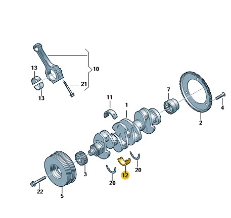 Podgląd obrazka: Panewka walu korbowego CZERWien (nr katalogowy: 06H105591KROT)