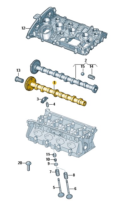 Podgląd obrazka: Wałek rozrządu (nr katalogowy: 06H109021K)