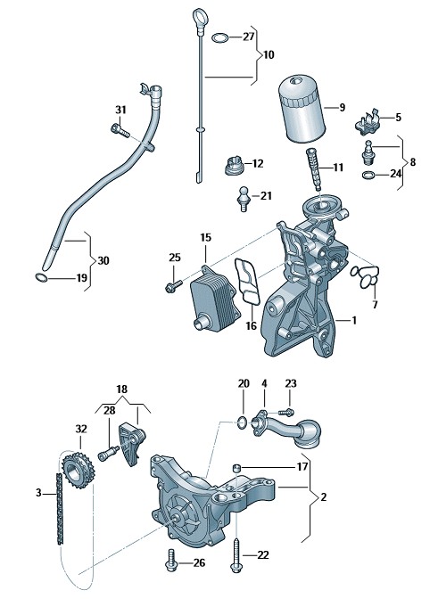 Podgląd obrazka: Filtr siatkowy oleju (nr katalogowy: 06H115175B)