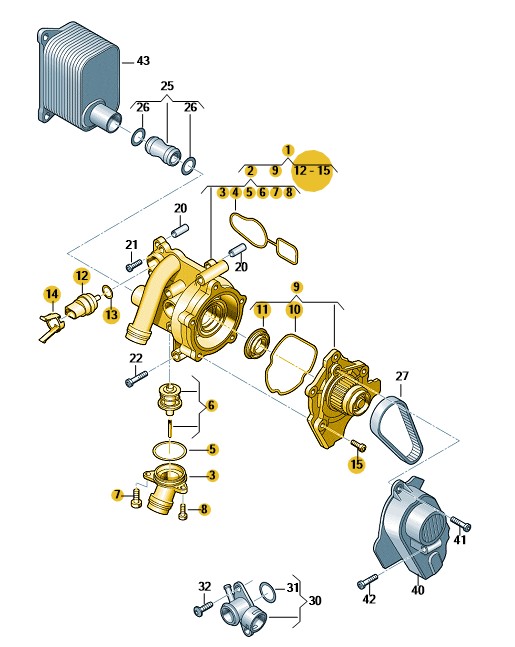 Podgląd obrazka: Regulator płynu chłodzącego z pompą płyn (nr katalogowy: 06H121026ED)