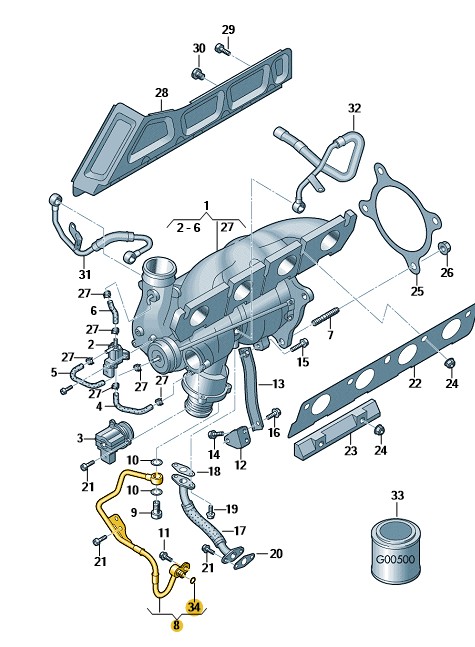 Podgląd obrazka: Rurka olejowa (nr katalogowy: 06H145778B)