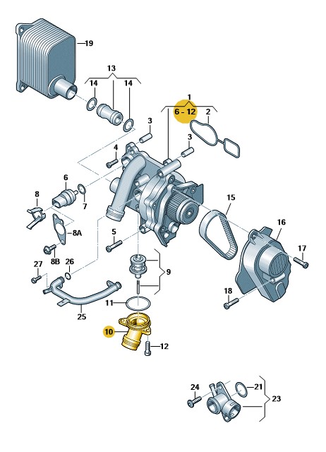 Podgląd obrazka: Pokrywa termostatu (nr katalogowy: 06J121121)