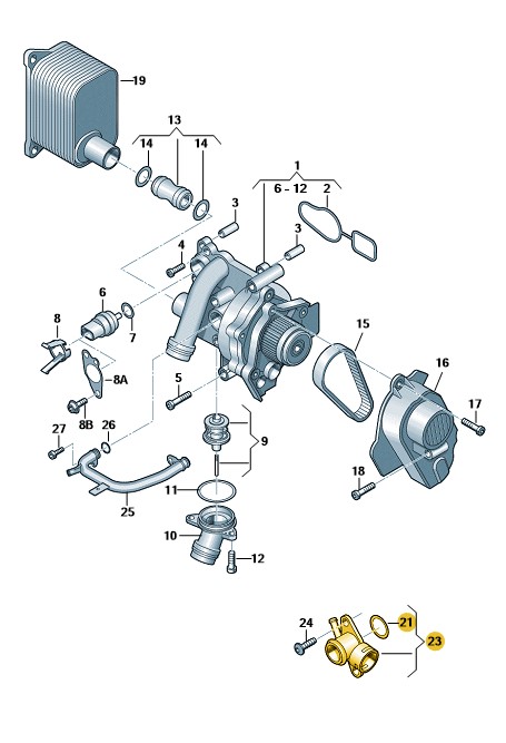Podgląd obrazka: Króciec przewodu wodnego (nr katalogowy: 06J121132G)