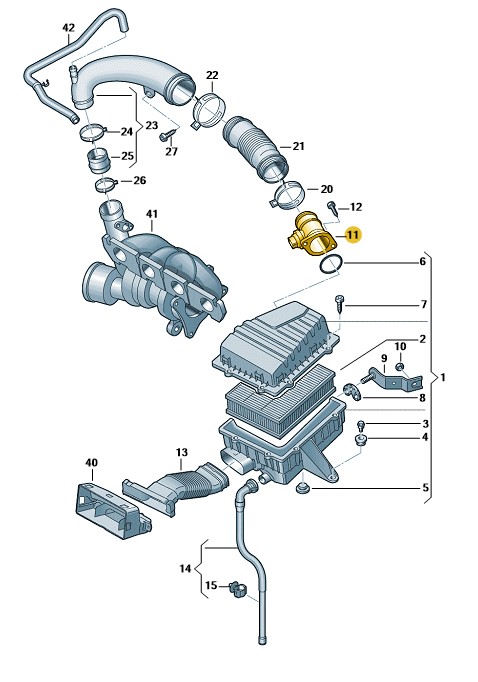 Podgląd obrazka: Przepływomierz powietrza (nr katalogowy: 06J906461D)