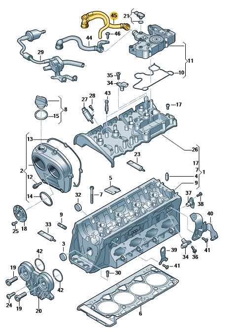 Podgląd obrazka: Przewód odpowietrzający (nr katalogowy: 06K103210D)