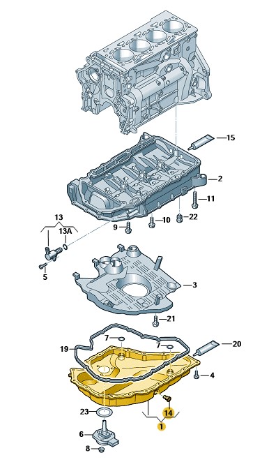 Podgląd obrazka: Miska olejowa - część dolna (nr katalogowy: 06K103600AE)