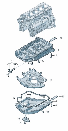 Podgląd obrazka: Górna część miski olejowej (nr katalogowy: 06K103603CQ)