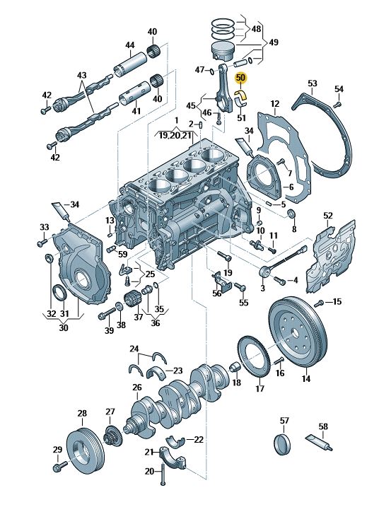 Podgląd obrazka: Panewka stopy korbowodu, żółty (nr katalogowy: 06K105701QGLB)