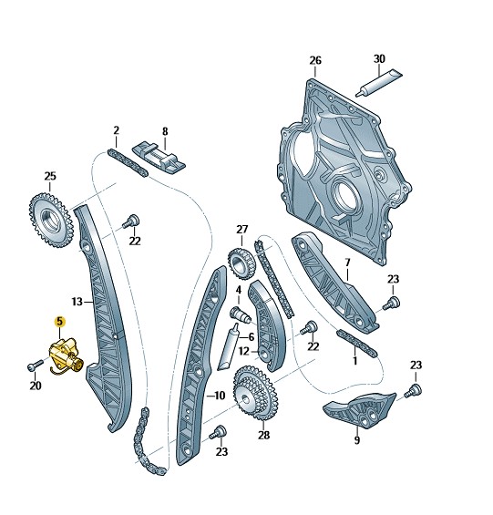 Podgląd obrazka: Napinacz łańcucha (nr katalogowy: 06K109467K)