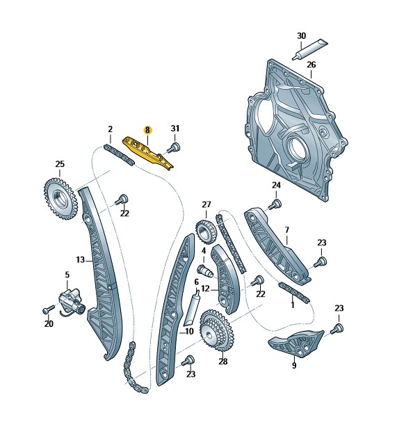 Podgląd obrazka: Szyna slizgowa (nr katalogowy: 06K109469P)