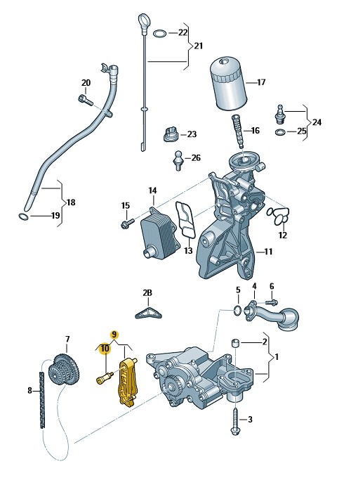 Podgląd obrazka: Napinacz łańcucha (nr katalogowy: 06K109507F)