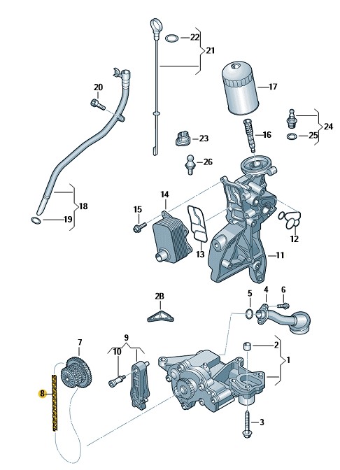 Podgląd obrazka: Łańcuch napędowy (nr katalogowy: 06K115225C)